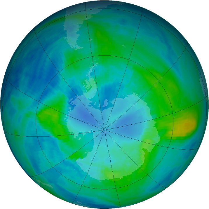 Antarctic ozone map for 11 April 1987